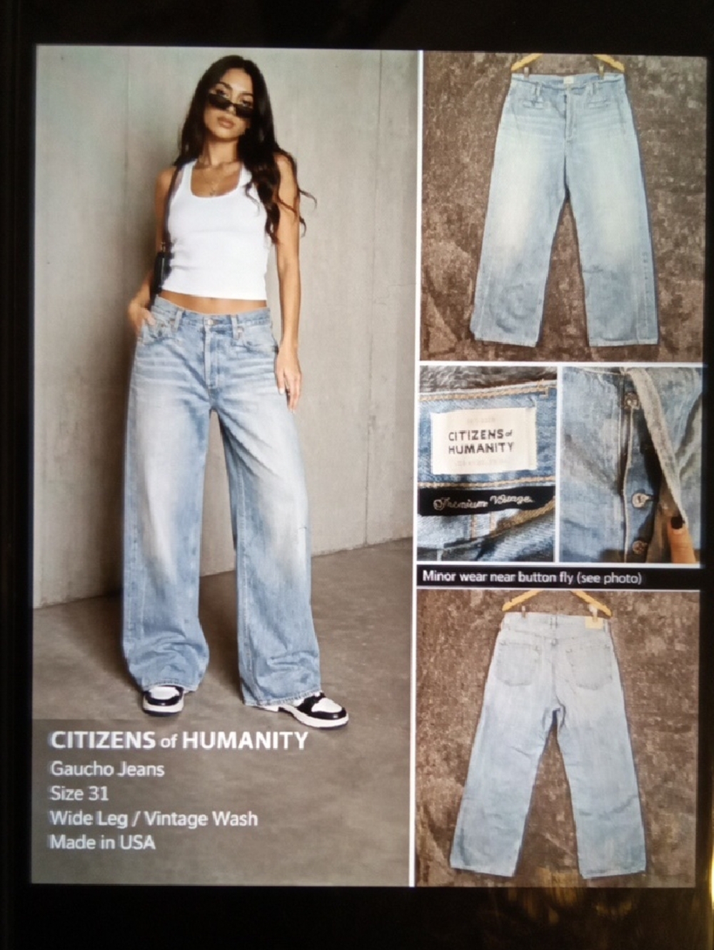 Citizens Of Humanity Gaucho Trousers Jeans High Waisted Wide Leg Womens 31